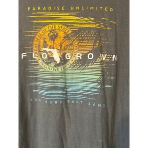 Flo Grown Paradise Unlimited Men's Tshirt 2XL Gray Back Graphic Surf Sand Water